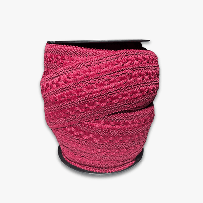 Ruched Elastic Lace Maroon | 70mm - Ragland Fabrics