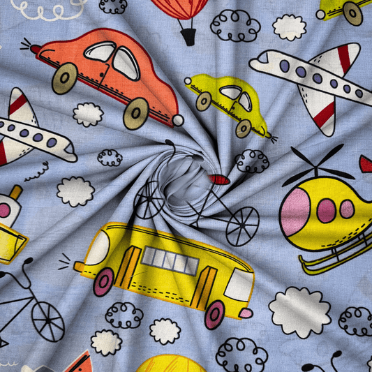 Sheeting Poly Cotton Kiddies Transport - Ragland Fabrics