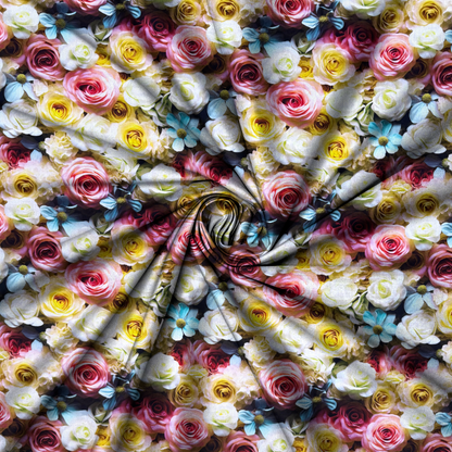 Viscose Printed Challis Roses Yellow