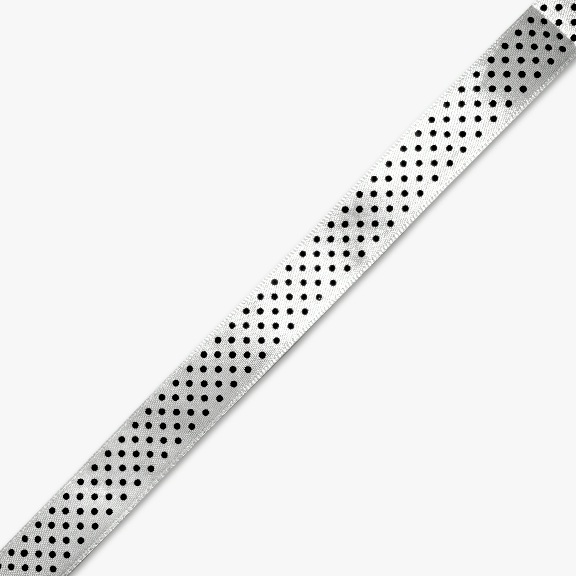 Printed Satin Ribbon White w/ Black Dots - 6 Sizes CLOSEOUT - Ragland Fabrics
