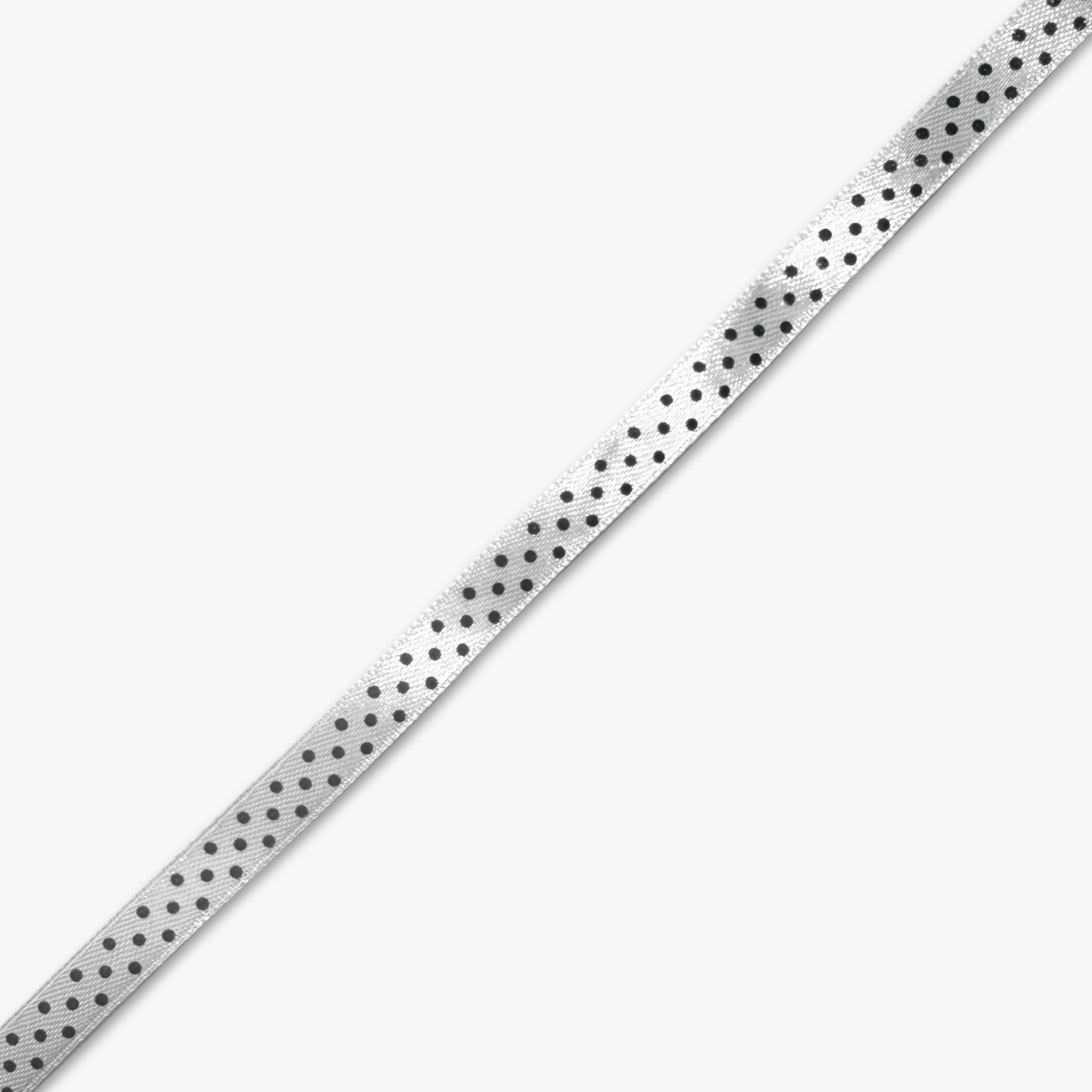 Printed Satin Ribbon White w/ Black Dots - 6 Sizes CLOSEOUT - Ragland Fabrics