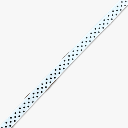 Printed Satin Ribbon White w/ Black Dots - 6 Sizes CLOSEOUT - Ragland Fabrics
