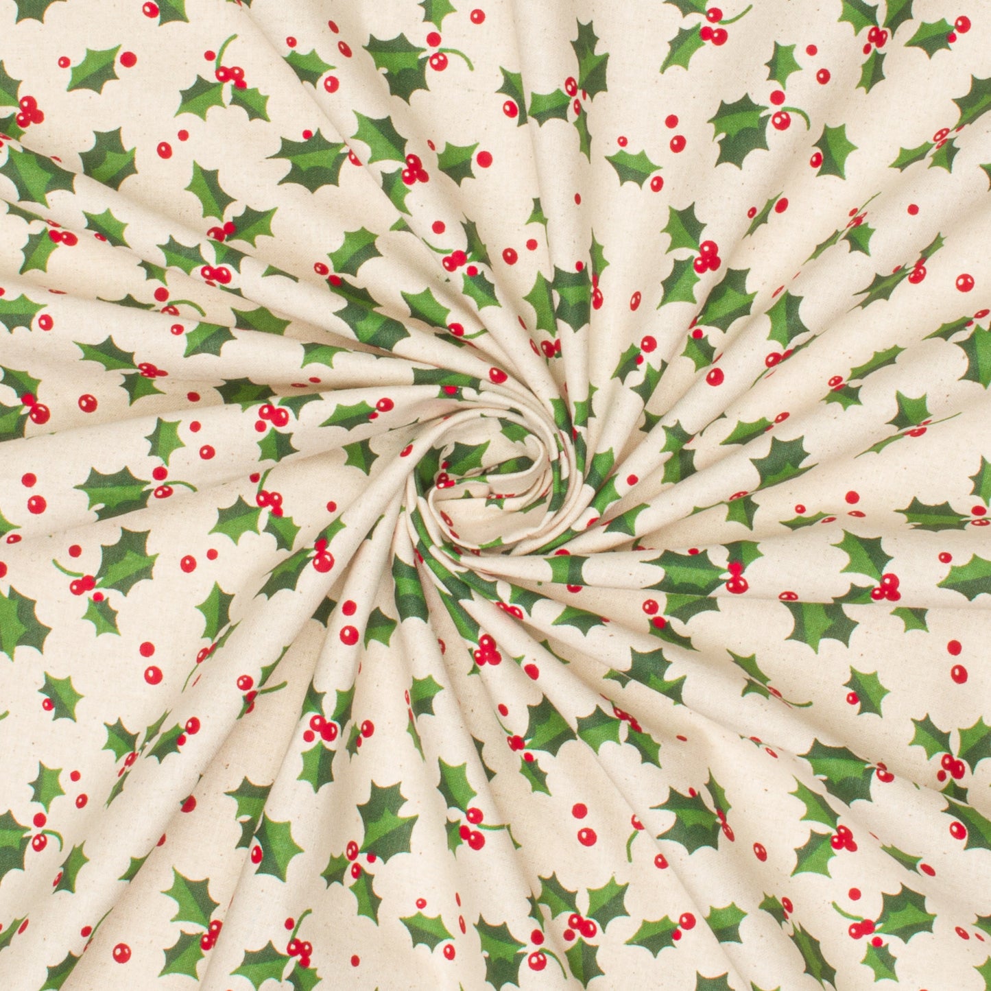 Christmas Cotton large holly natural