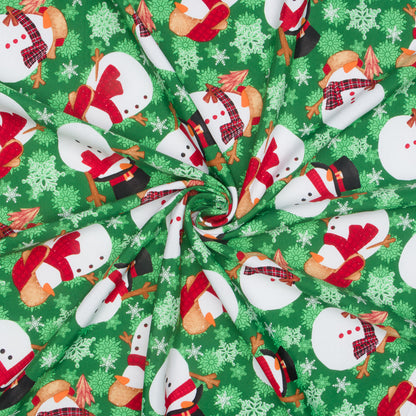 Christmas Printed Mini Matt Snowman Green