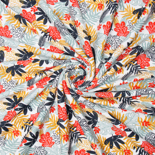 Cotton Knit Leaf Print