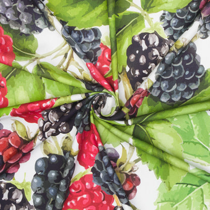 Printed Cotton Linens 140cm Berries white - Discontinued
