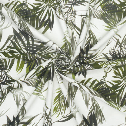 Printed Cotton Linen 140cm Rainforest White - Discontinued