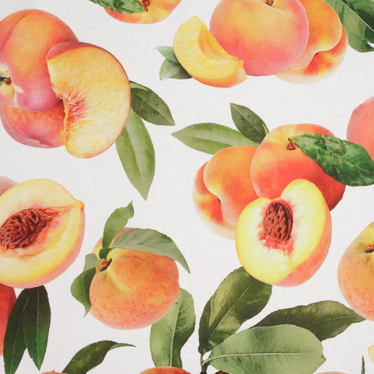 Printed Cotton Linens 140cm Peaches White - Discontinued