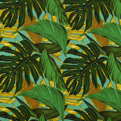 Printed Poly Cotton Jungle Leaves Green 280cm