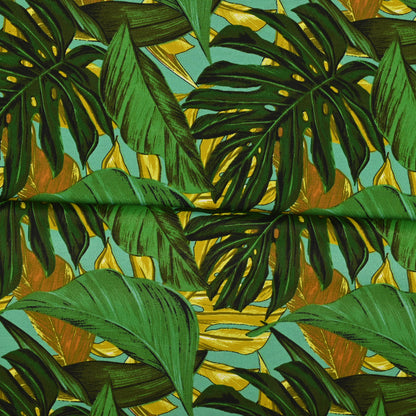 Printed Poly Cotton Jungle Leaves Green 280cm