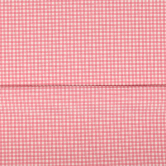 Printed Poly Cotton Gingham Pink 140cm