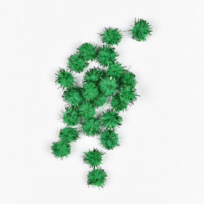 Pom Poms - Glitter Green 15mm | 25pc