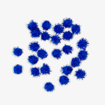 Pom Poms - Glitter Blue 15mm | 25pc
