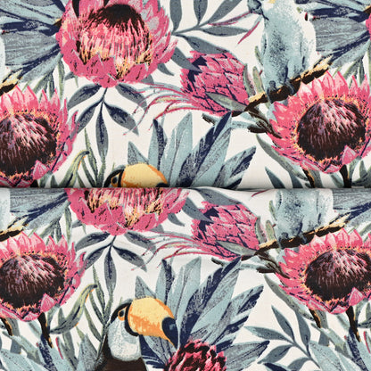 Printed Poly Cotton Island Protea Pink 140cm
